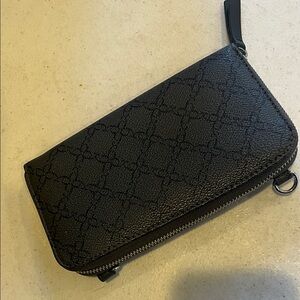 Black Monogram Zip Wallet